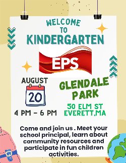 Flier, with clip art of a backpack and earth; geared toward early education students